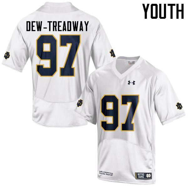 Youth #97 Micah Dew-Treadway Notre Dame Fighting Irish College Football Jerseys-White